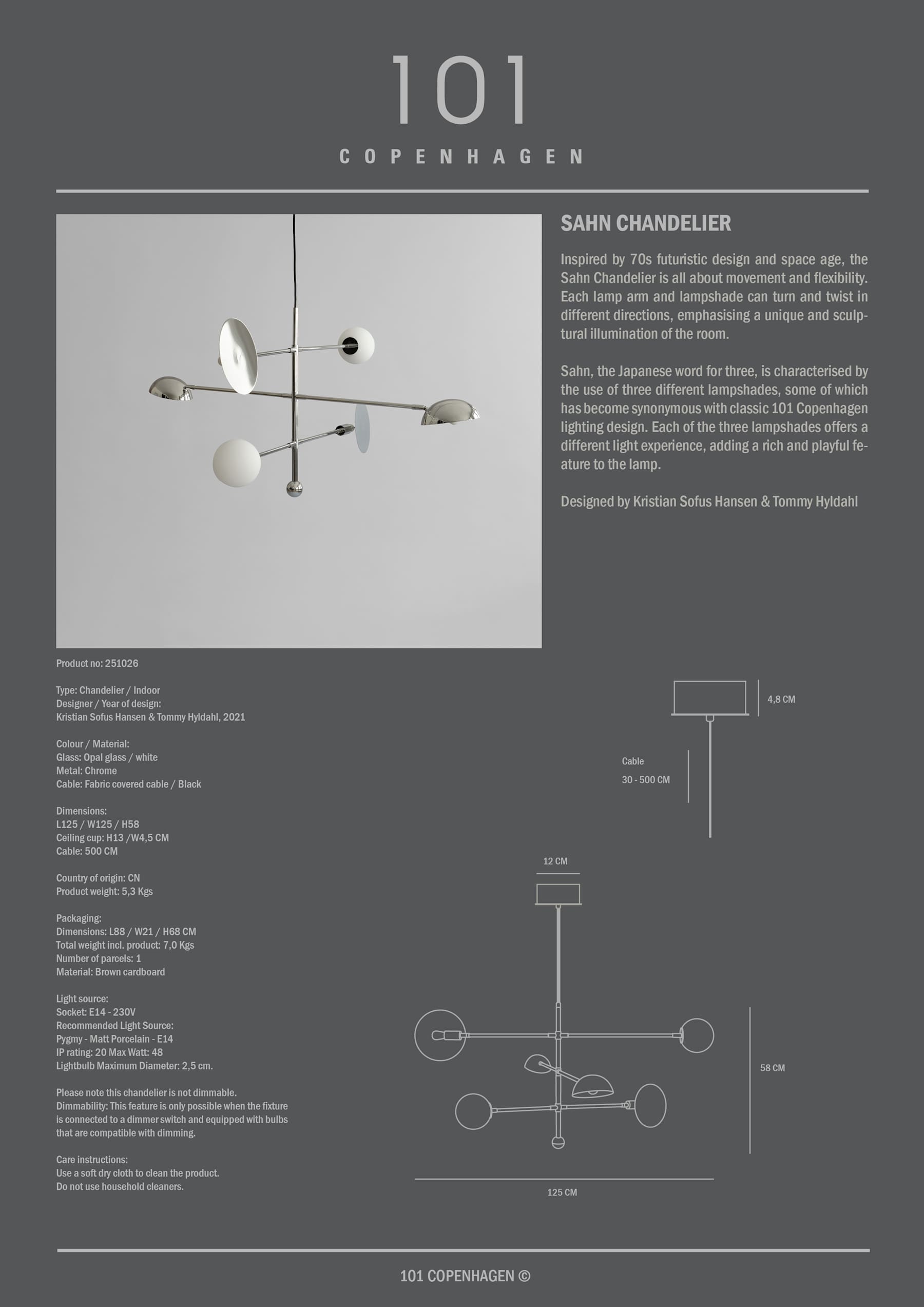 101 Copenhagen Sahn Chandelier - Chrome