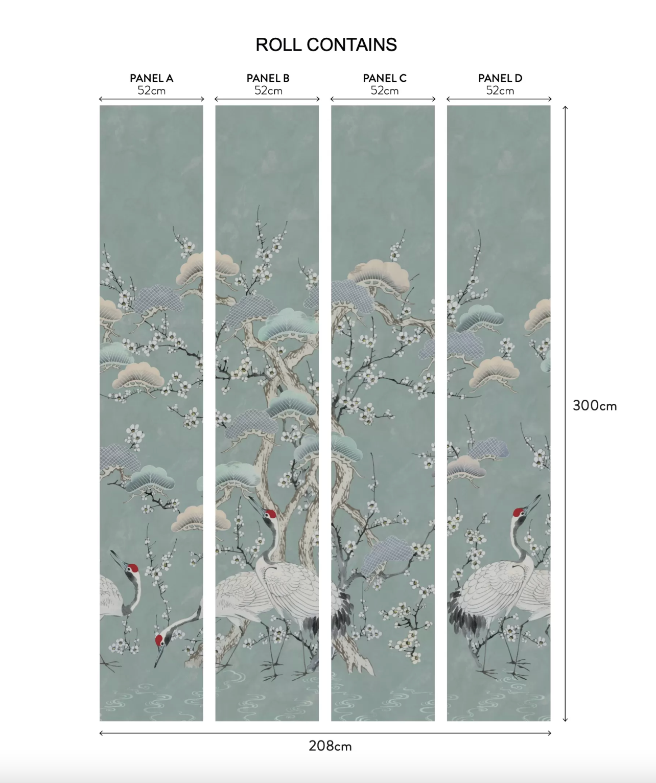 1838 Wallcoverings behang Kyoto Blossom - Mist Blue Wall Mural 2311-174-03