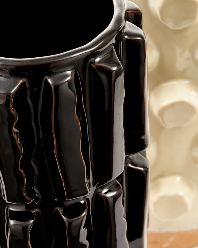 Pols Potten Structure vaas black/brown - L