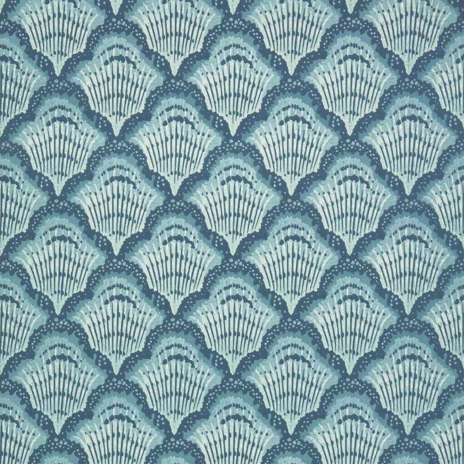 1838 Wallcoverings behang Calico Shell - Aqua 2412-179-03