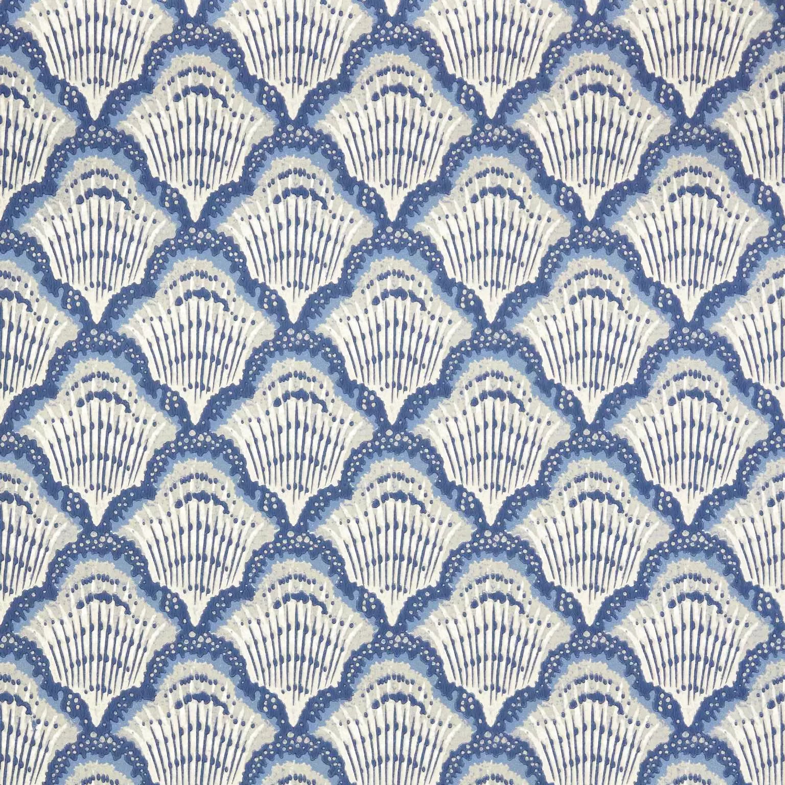 1838 Wallcoverings behang Calico Shell - Cobalt Blue 2412-179-04