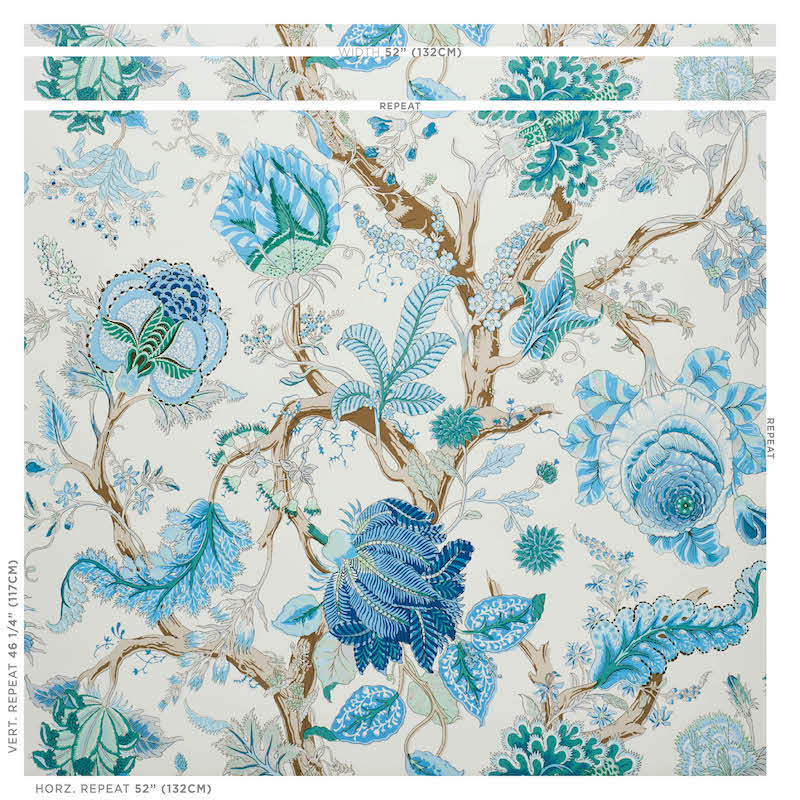 Schumacher Indian Arbre Peacock & Emerald sfeerbeeld
