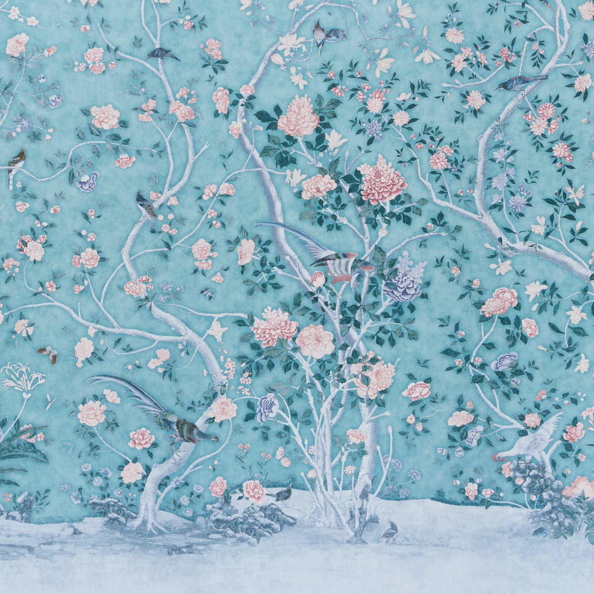 Schumacher Les Oiseaux Blue Turquoise detail
