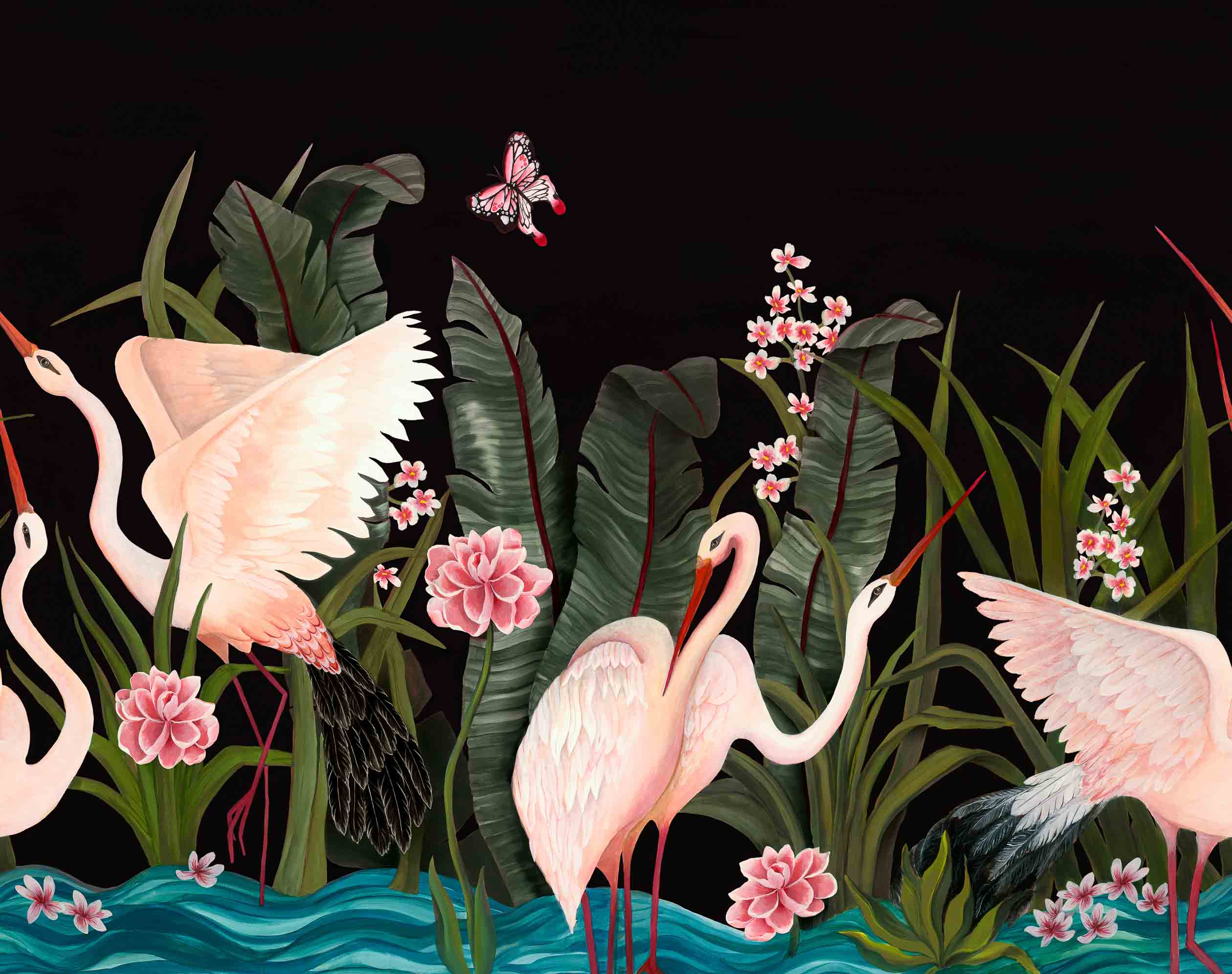 Coordonné behang Wetlands Night Call 8000058