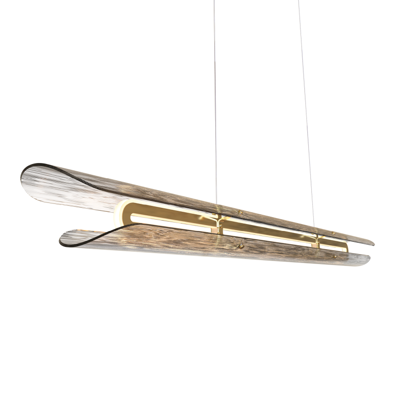 Tonone Razor Pendant Horizontal Transparant Waves Brass