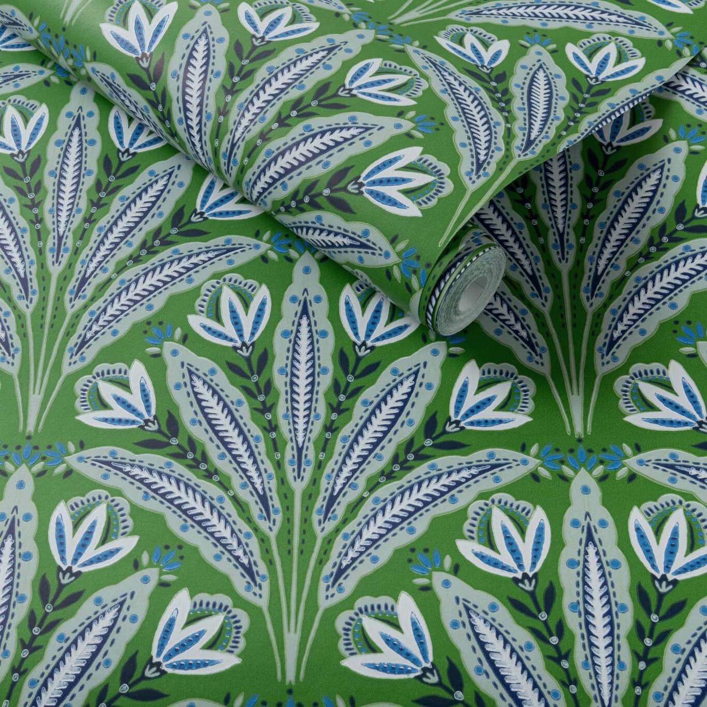 Clarke & Clarke behang Attingham Cobalt/Green W0193/01