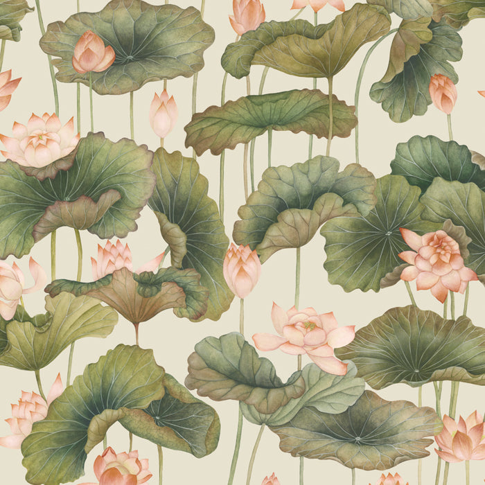 Cole and Son behang Lily Lotus Orange & Olive 126/9032