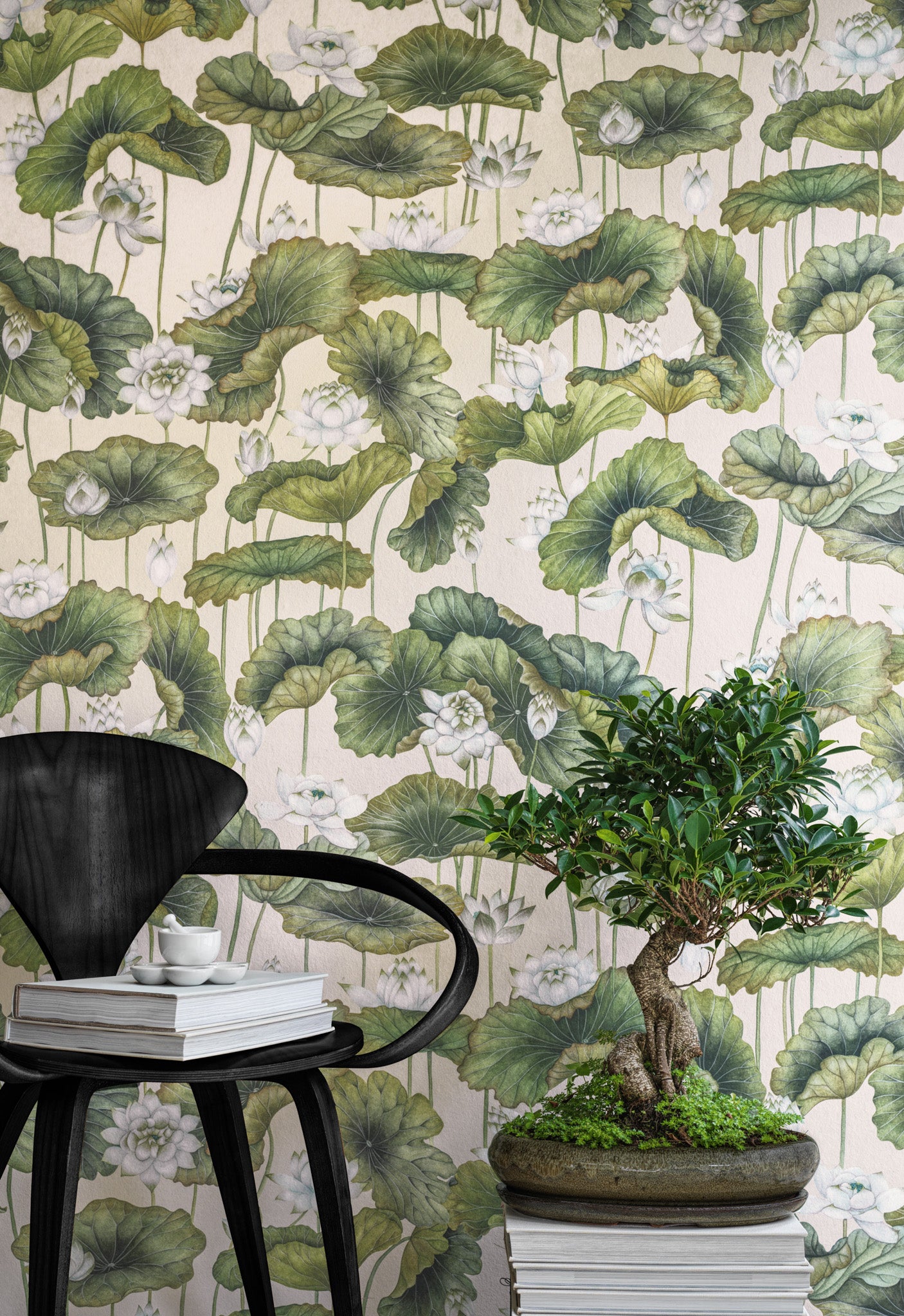 Cole and Son behang Lily Lotus White on Cream 126/9034