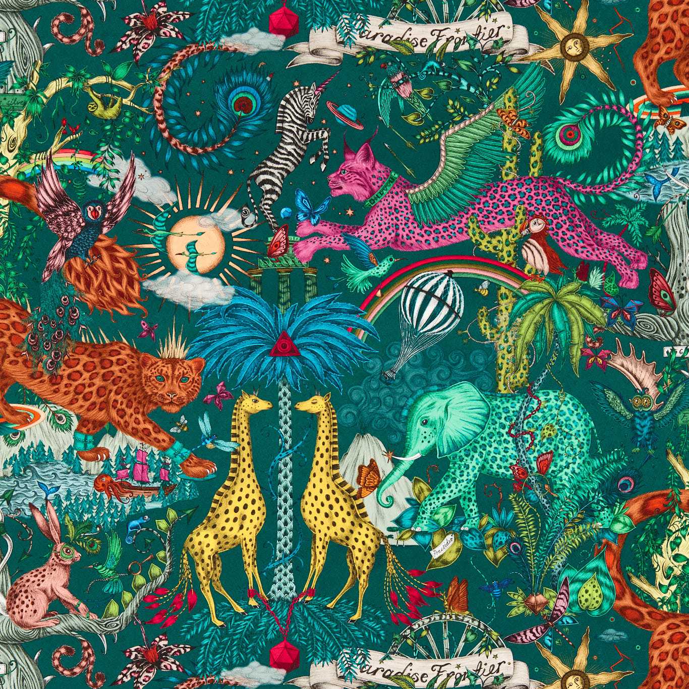 Clarke & Clarke behang Paradise lost Teal W0216/05