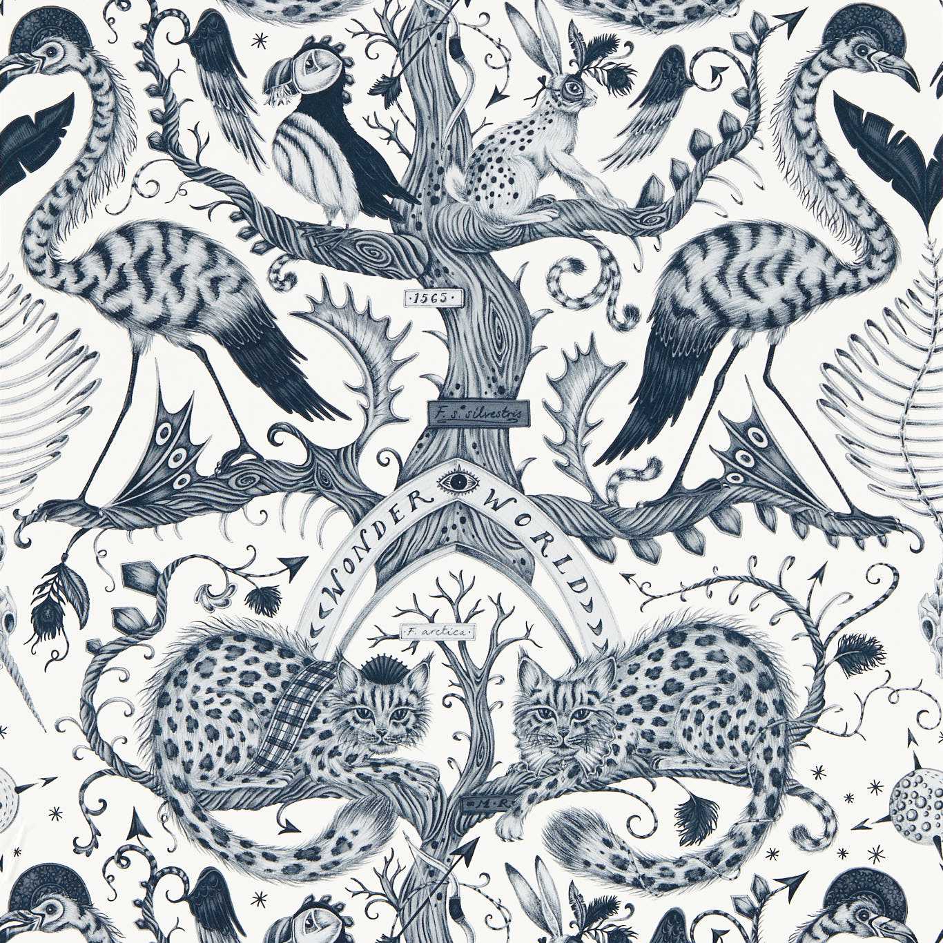Clarke & Clarke behang Wonder World in de kleur Mono W0219-02