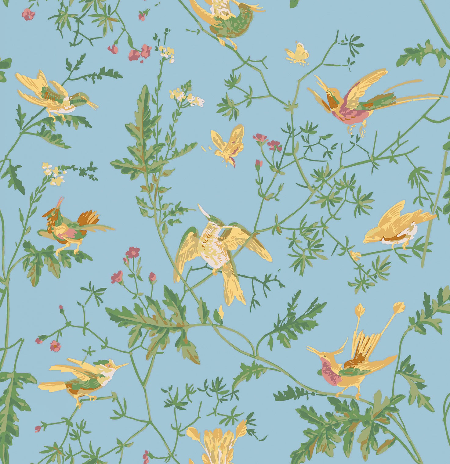 Cole and Son behang Hummingbirds Buttercup Yellow 124/1004
