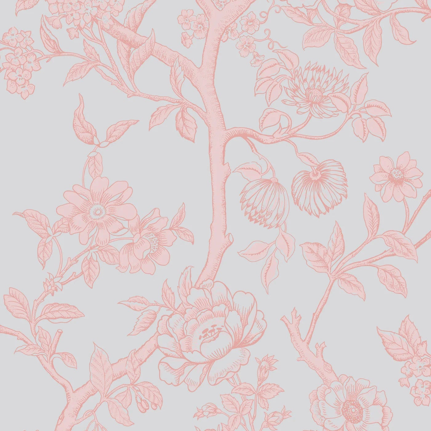 Cole and Son behang Paradise Tree Pastel Blue and Soft Pink 128/2008