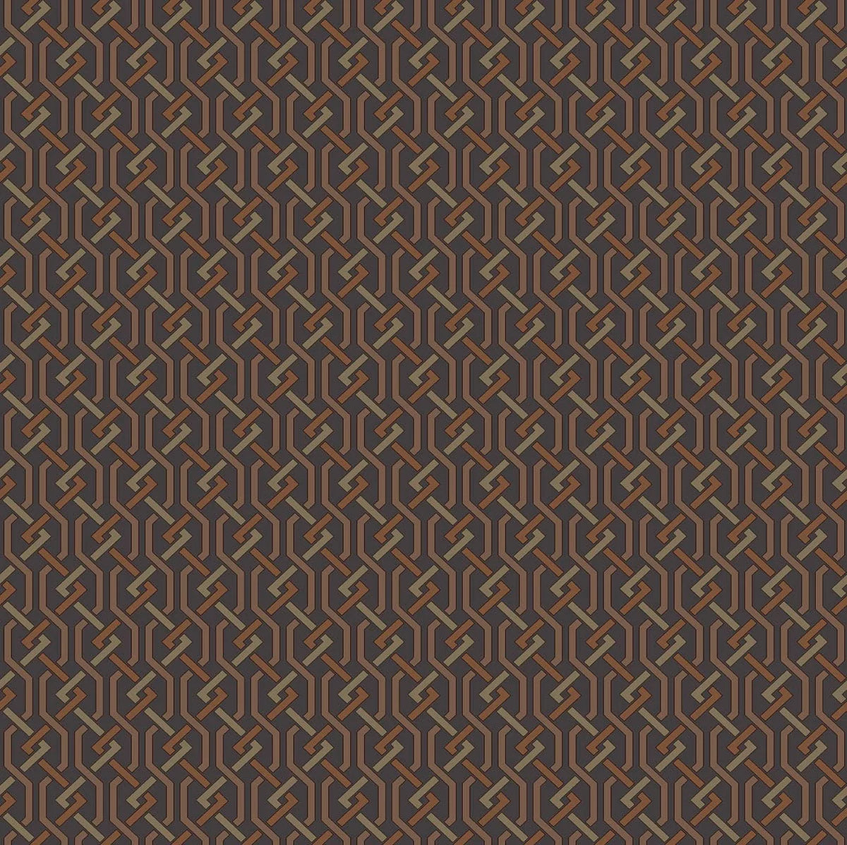 Cole and Son behang Fretwork Charcoal & Spice 131/6022