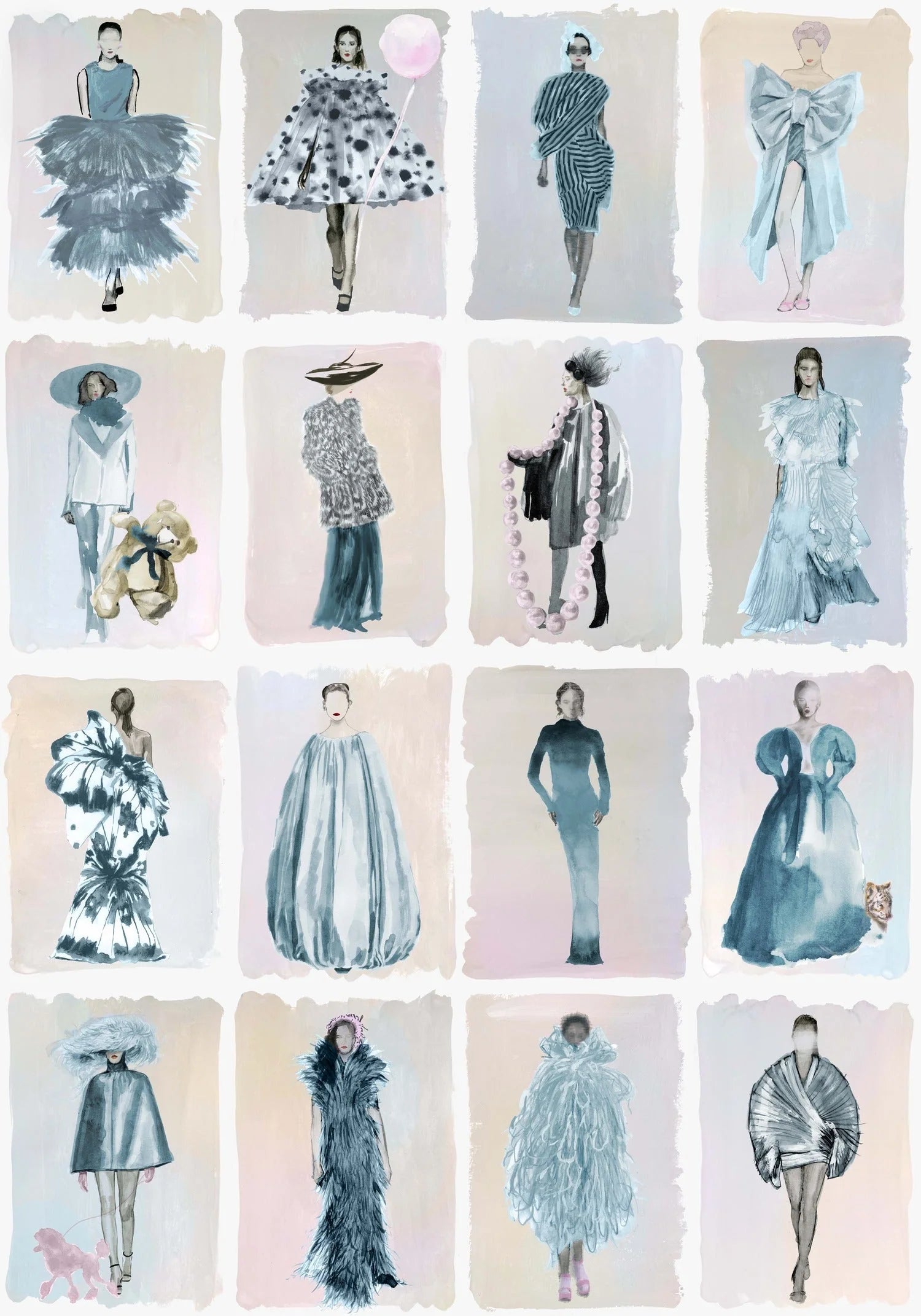 Cole and Son behang Couture Carousel - China Blue Pearl 175/1004M hele afbeelding