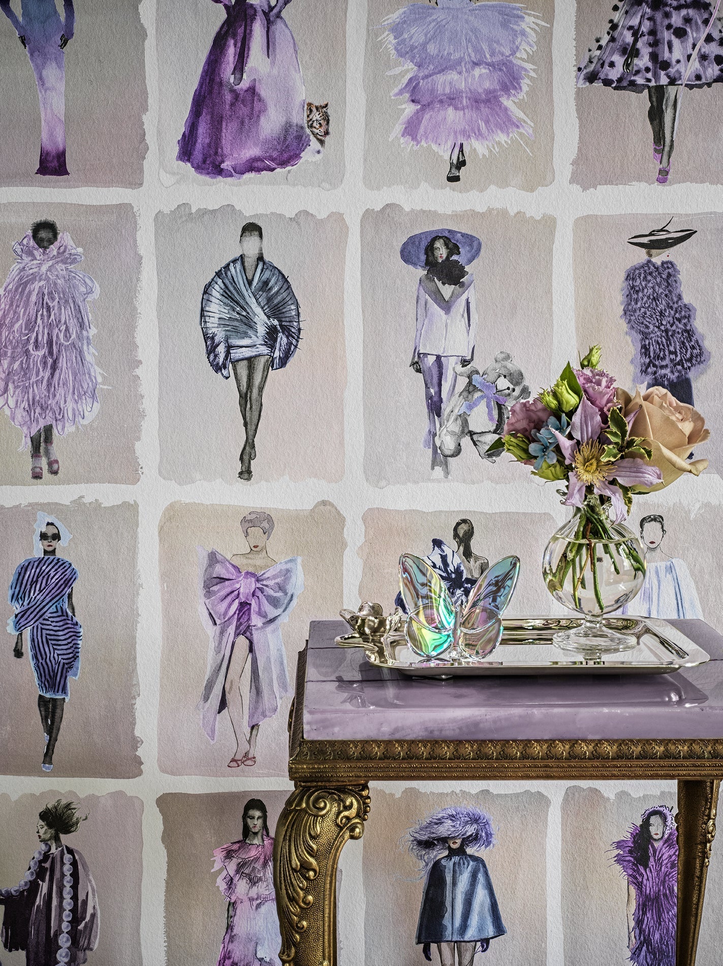 Cole and Son behang Couture Carousel - Lavender Pearl 175/1005M sfeerbeeld