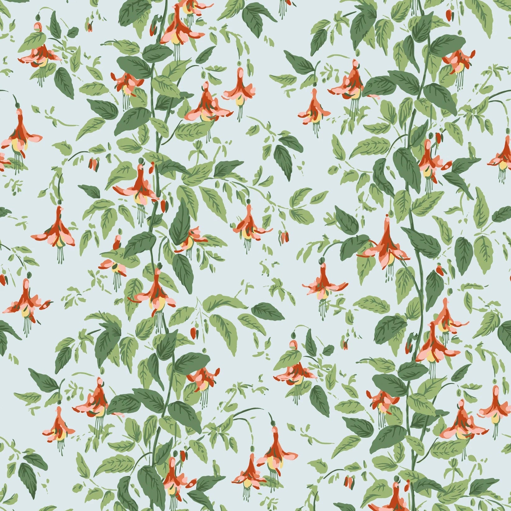 Cole and Son behang Fuchsia RCoral and Leaf Green on Powder Bluet 128/6029