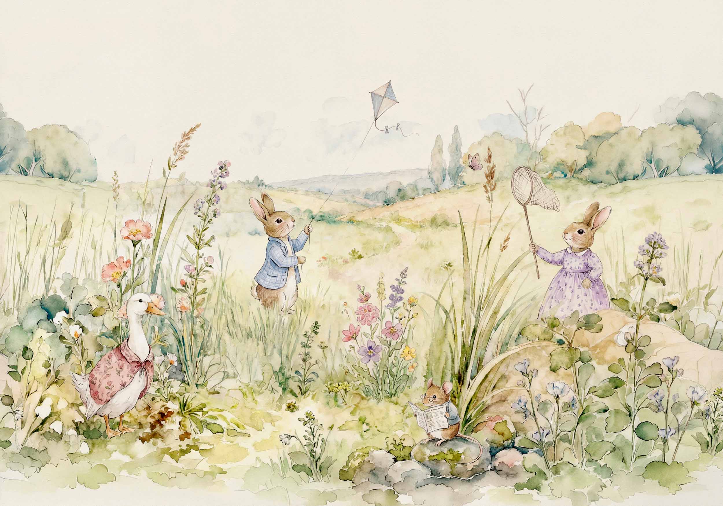 Coordonné Behang Bunnies Mint D00339