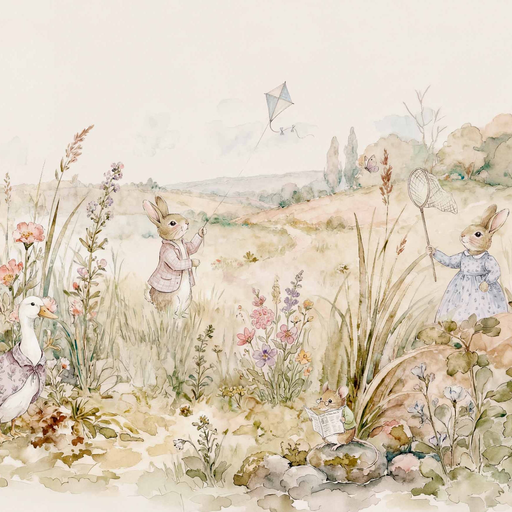 Coordonné Behang Bunnies Natural D00338