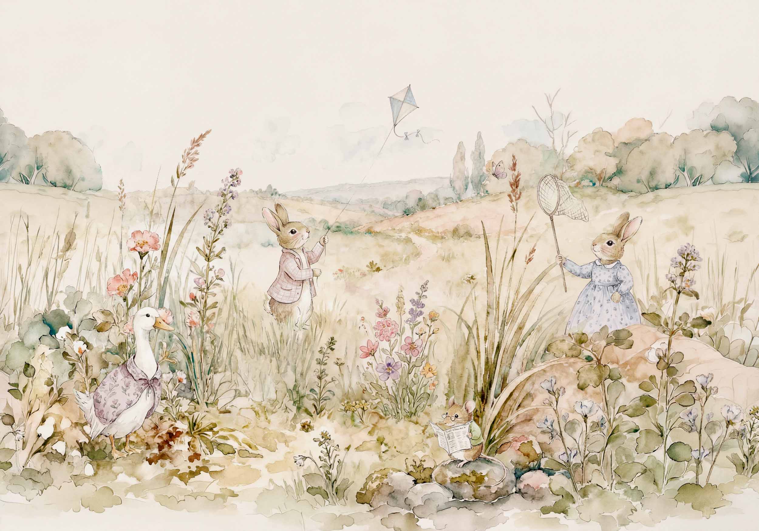 Coordonné Behang Bunnies Natural D00338
