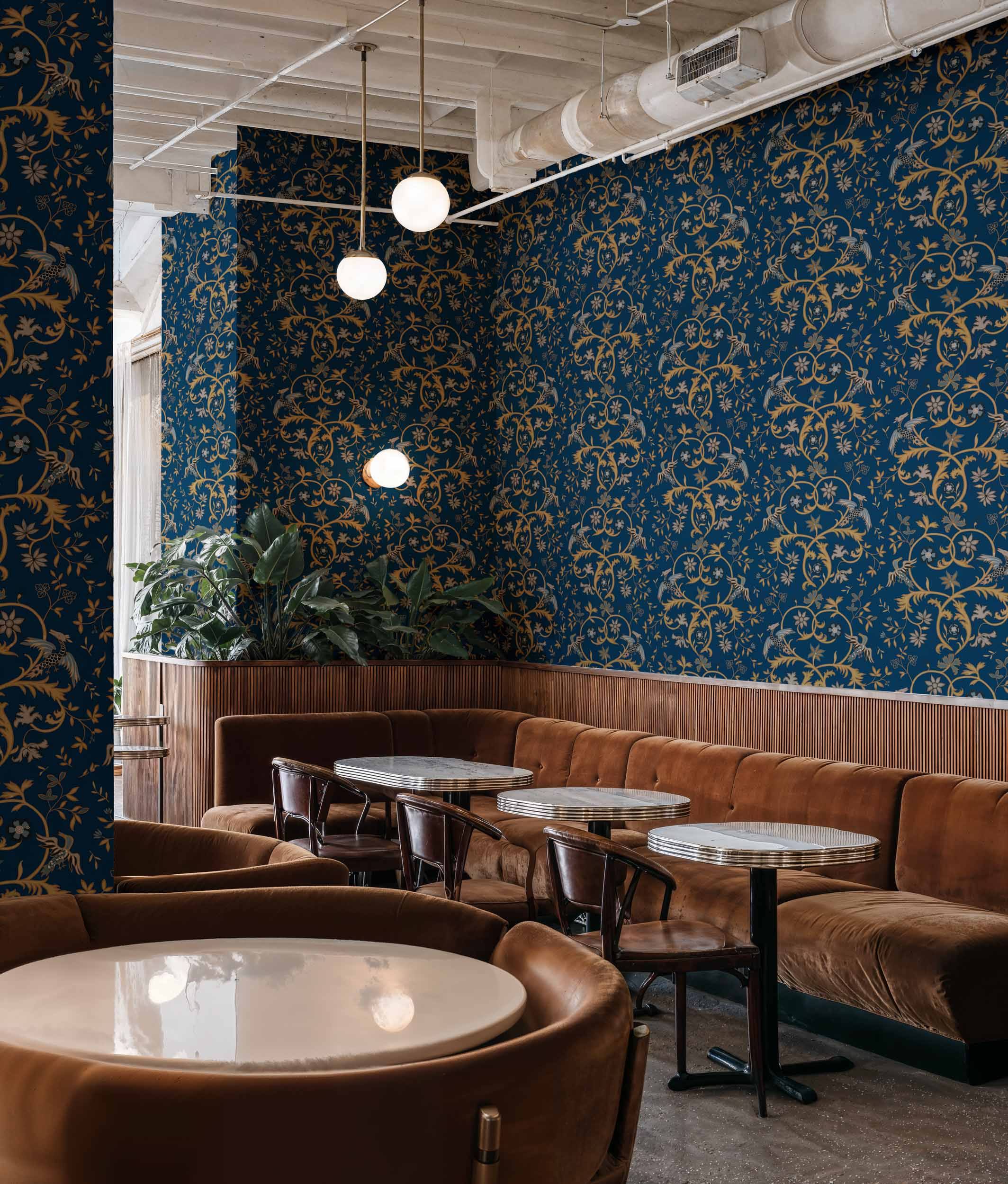 Coordonné behang Antwerp Damask Sapphire D00142