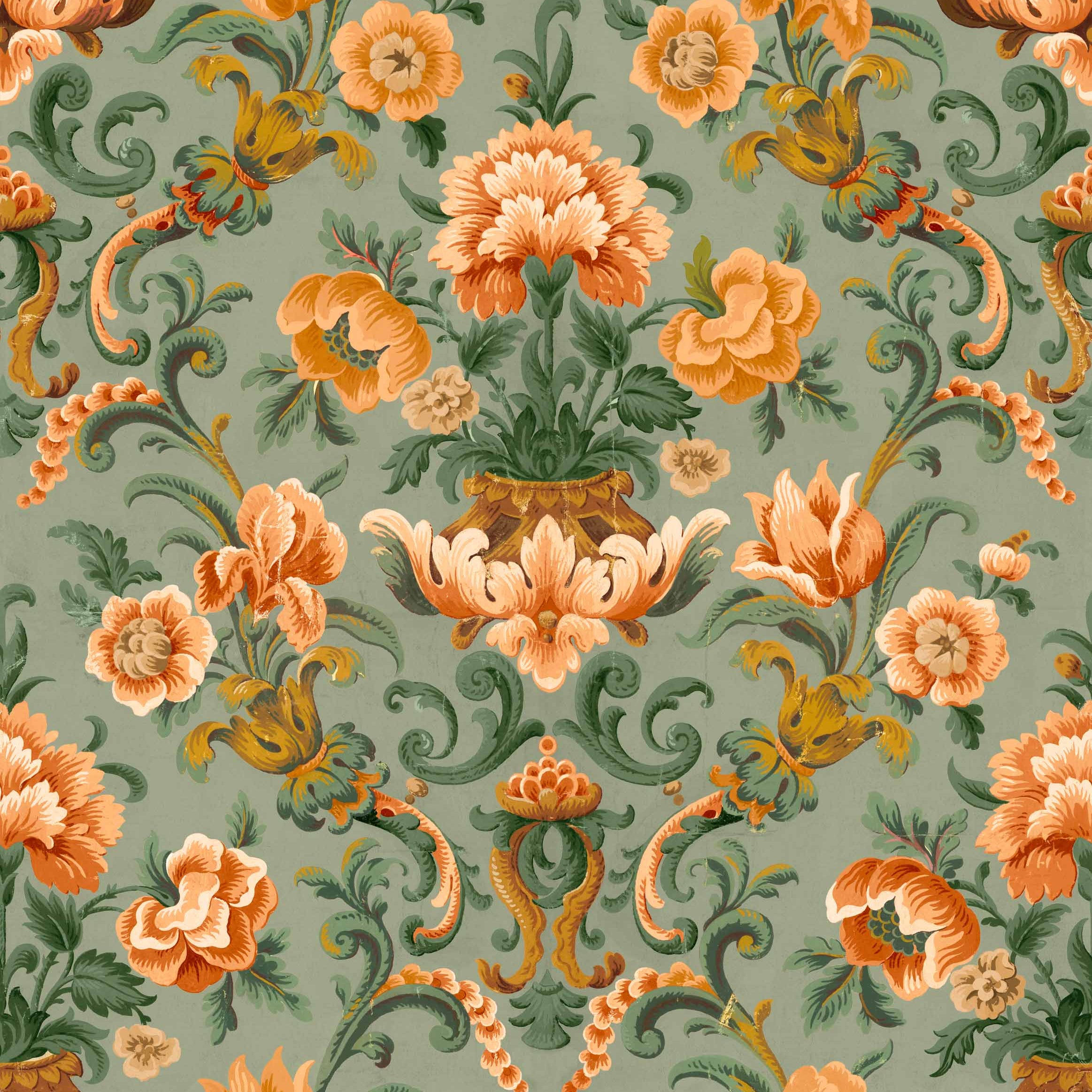 Coordonné behang Aranjuez Damask Sage D00131
