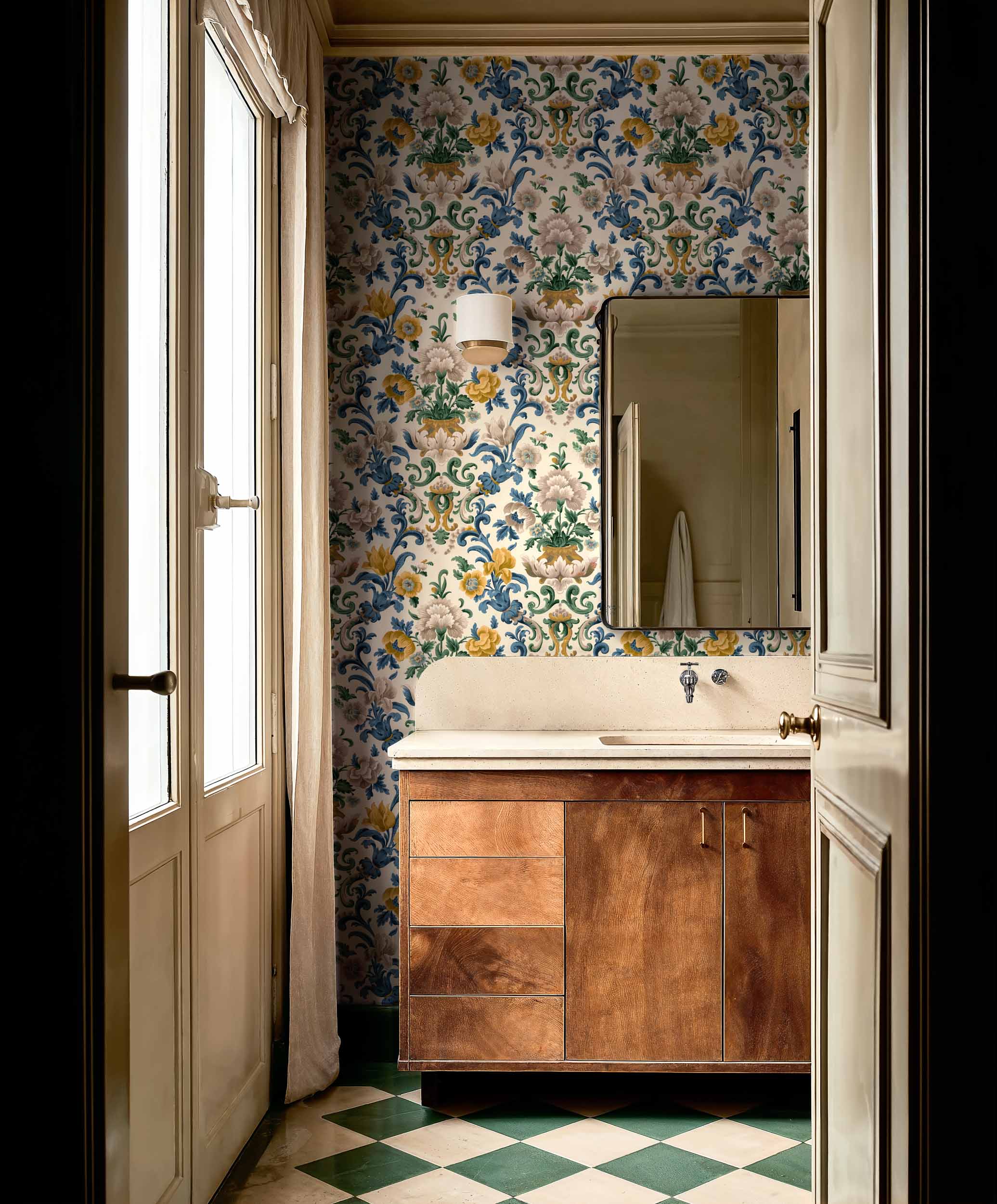 Coordonné behang Aranjuez Damask Sapphire D00129