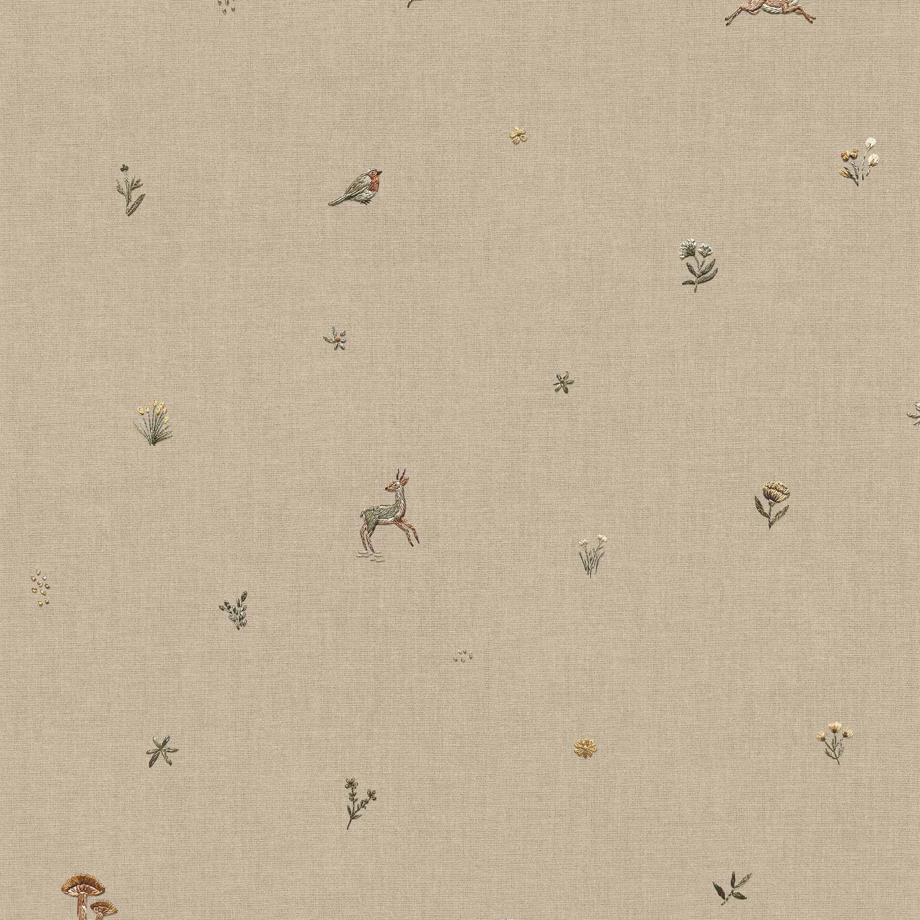 Coordonné behang Bambis Jute D00328