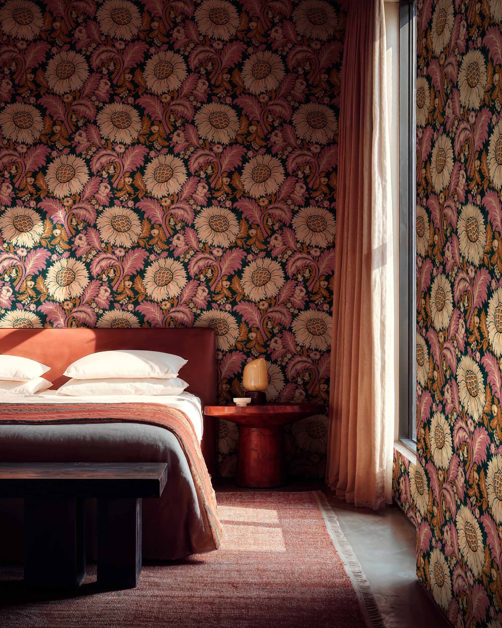 Coordonné behang Chinese Damask Coral D00103