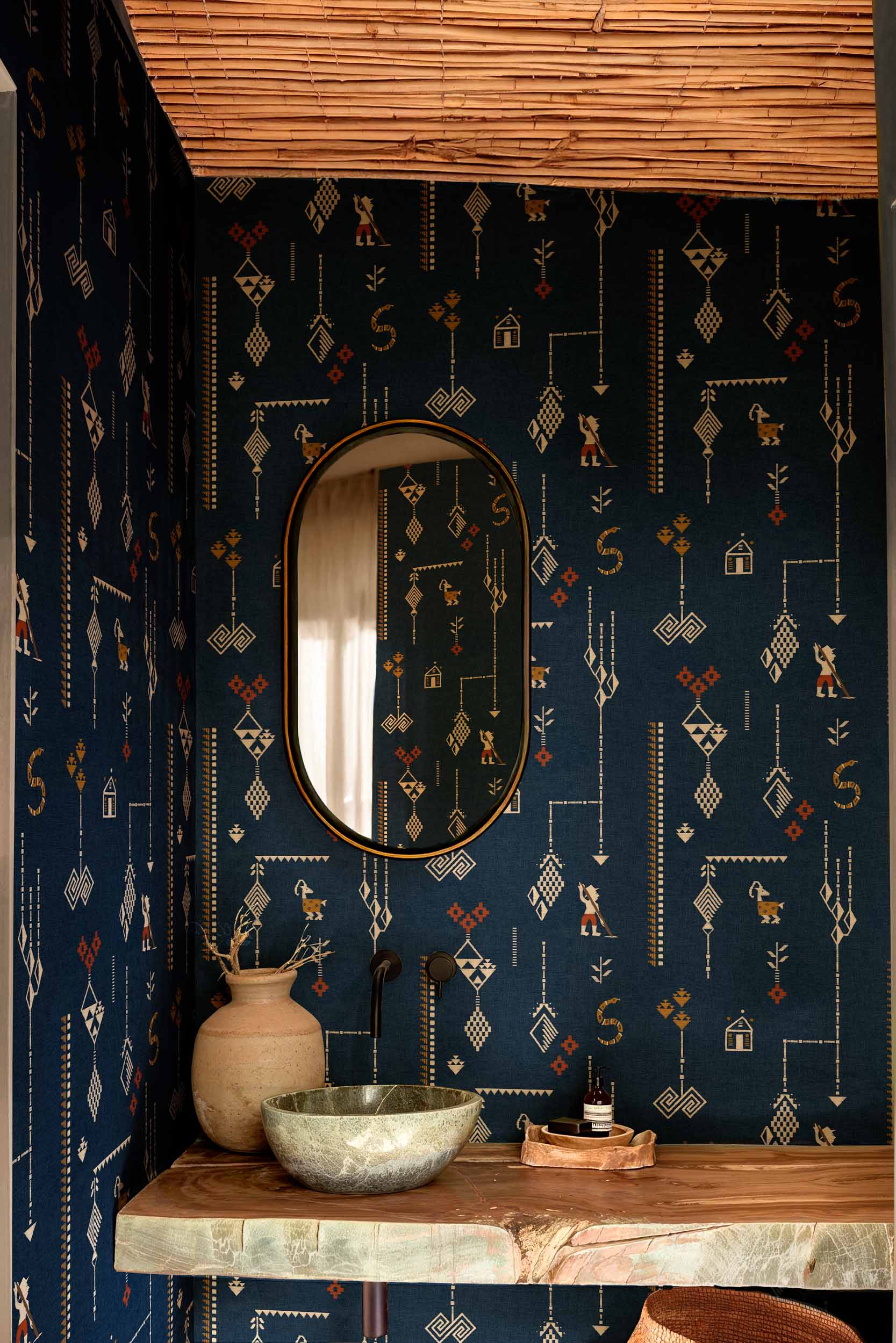 Coordonné behang Criollo Índigo C00022