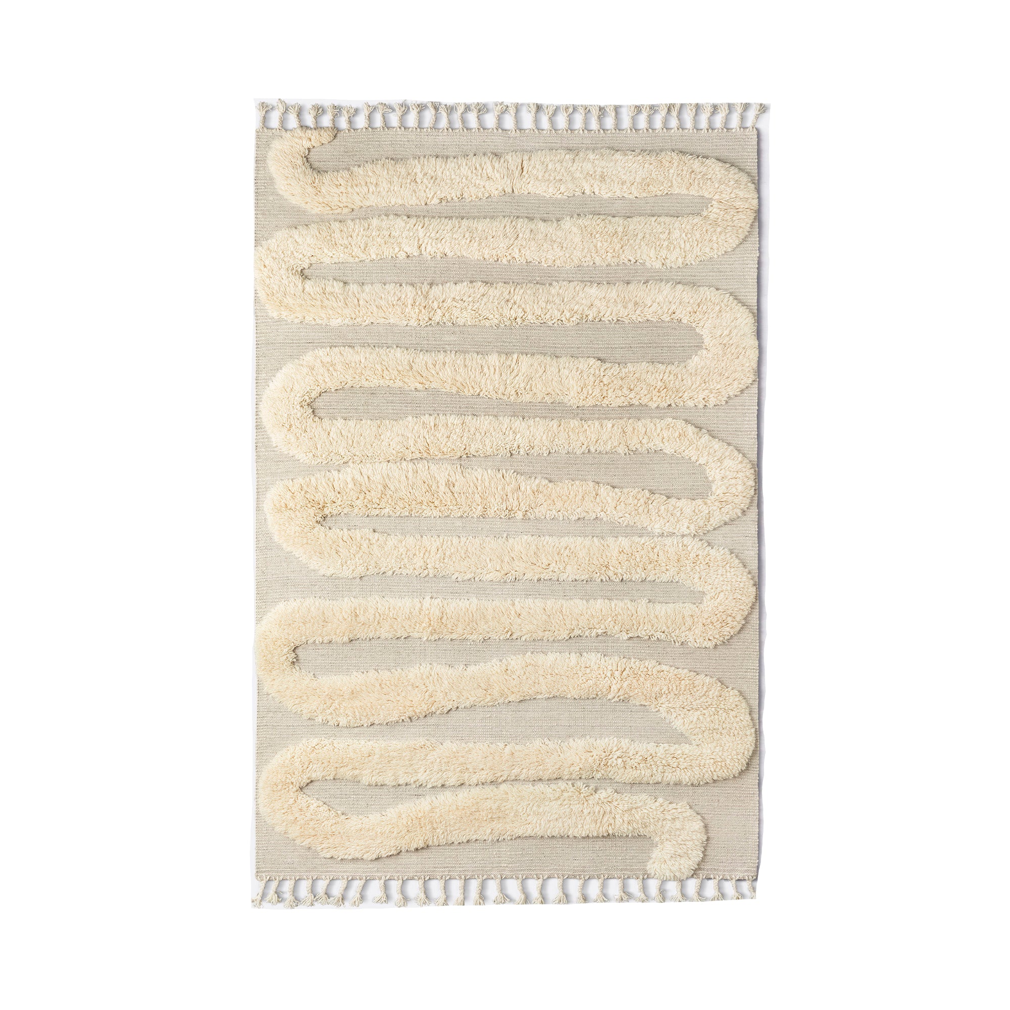 Dusty Deco Snake Rya rug off white