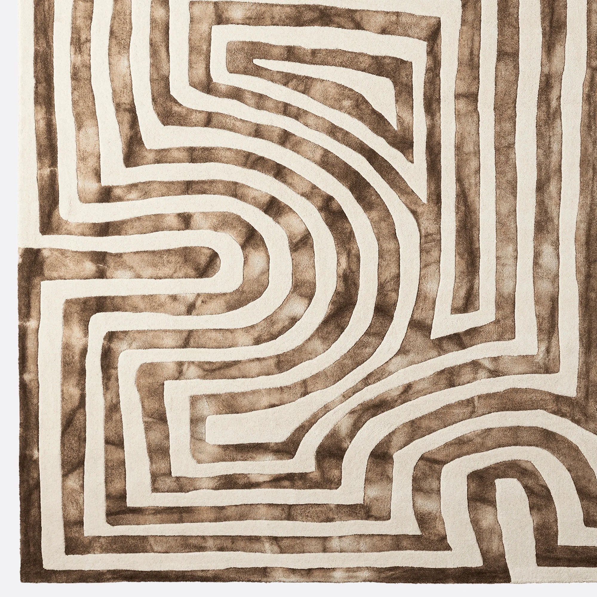 Dusty Deco Psychedelic Labyrinth rug beige