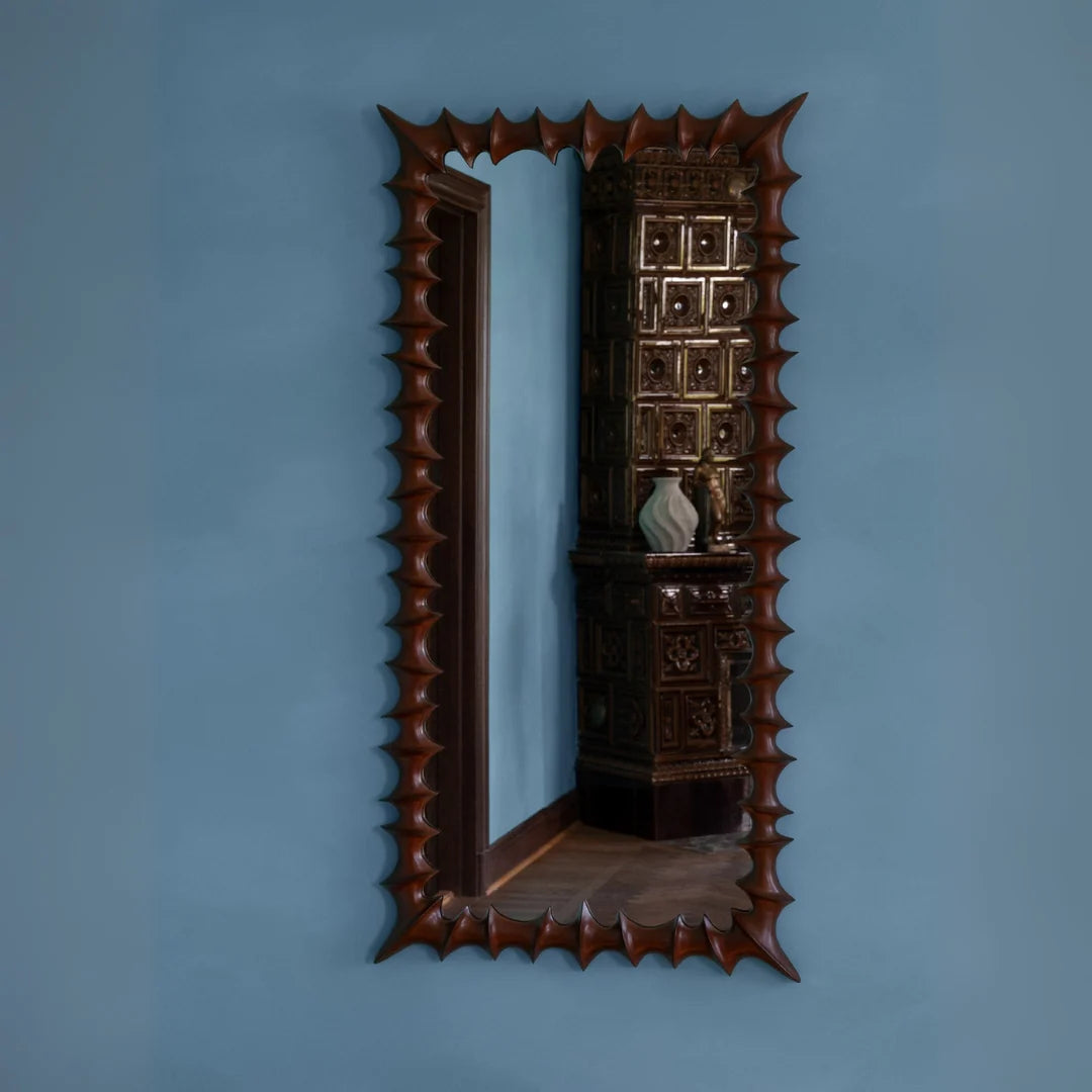 Dusty Deco Brutalist mirror large natural hanging on wall