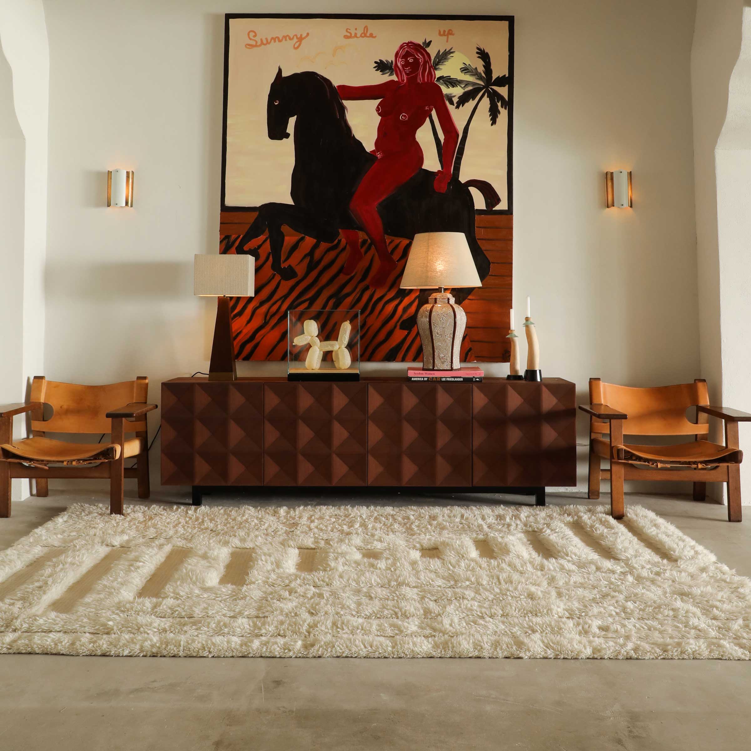 Dusty_Deco_Labyrinth_shaggy_white_rug_living