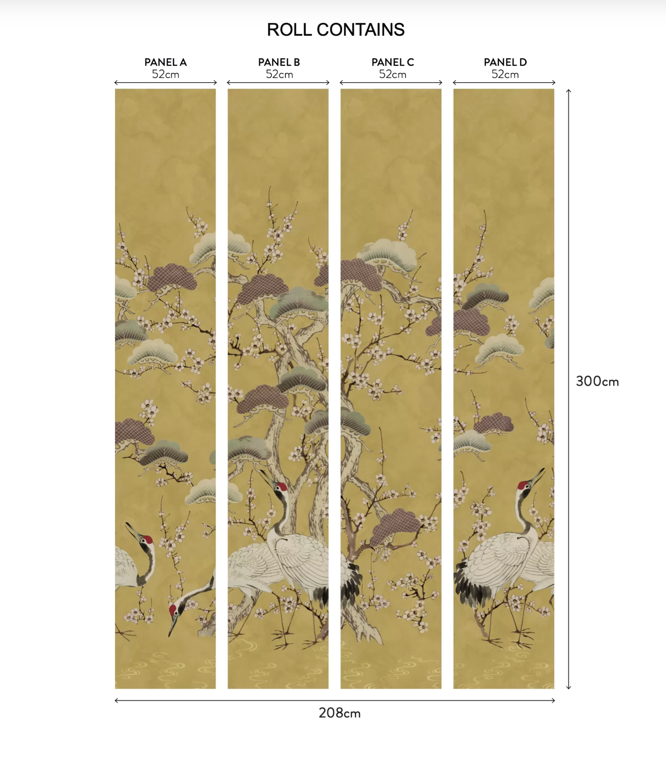 1838 Wallcoverings behang Kyoto Blossom - Golden Yellow Wall Mural 2311-174-02