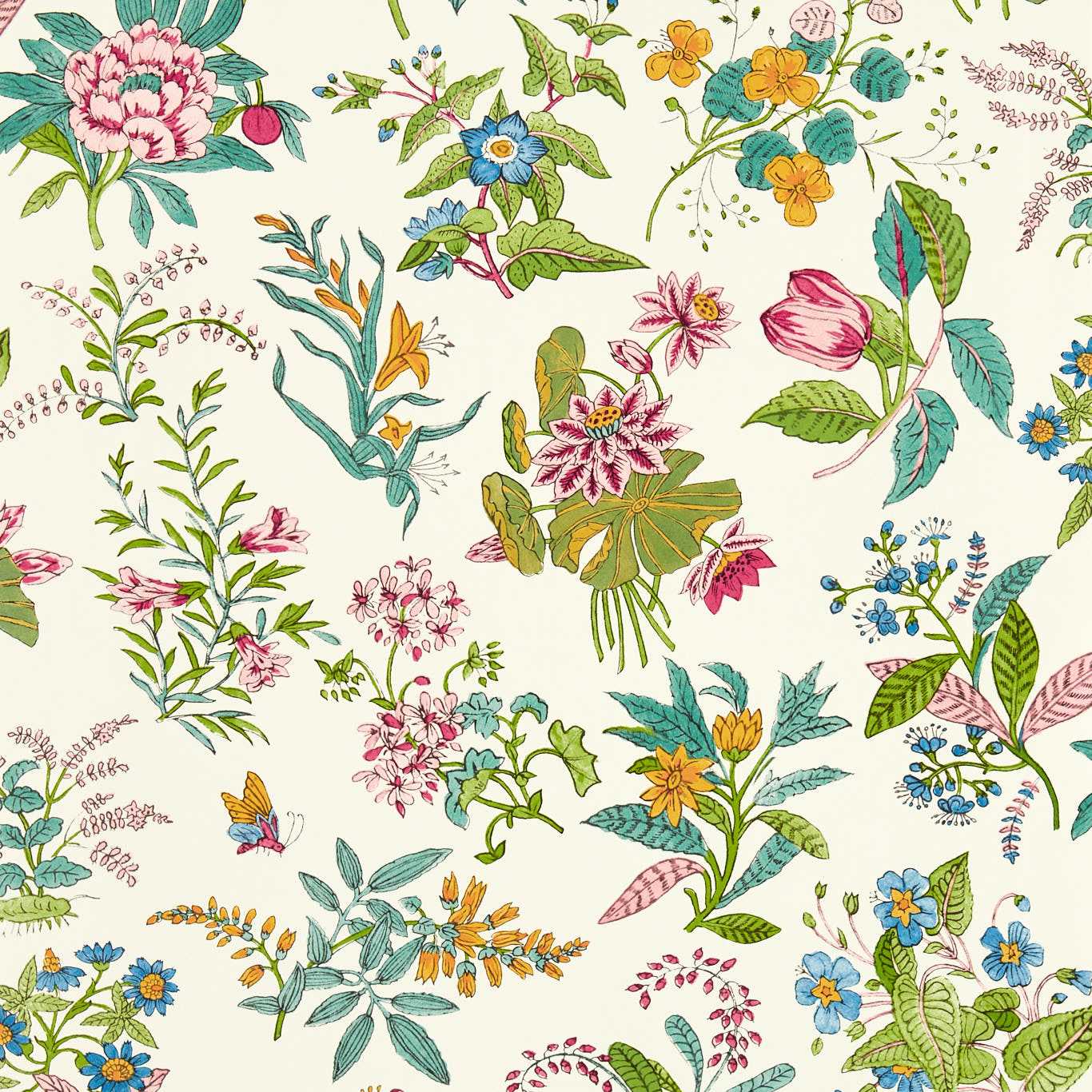 Harlequin behang woodland floral Peridot/Ruby/Pearl 113057