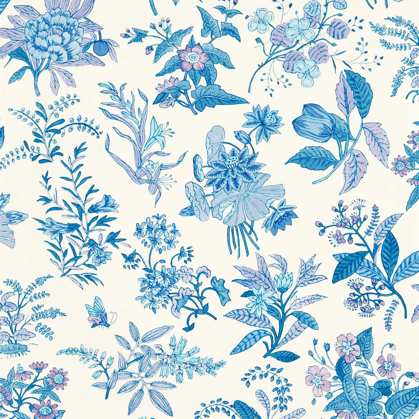 Harlequin behang woodland floral Lapis/Amethyst/Pearl 113059