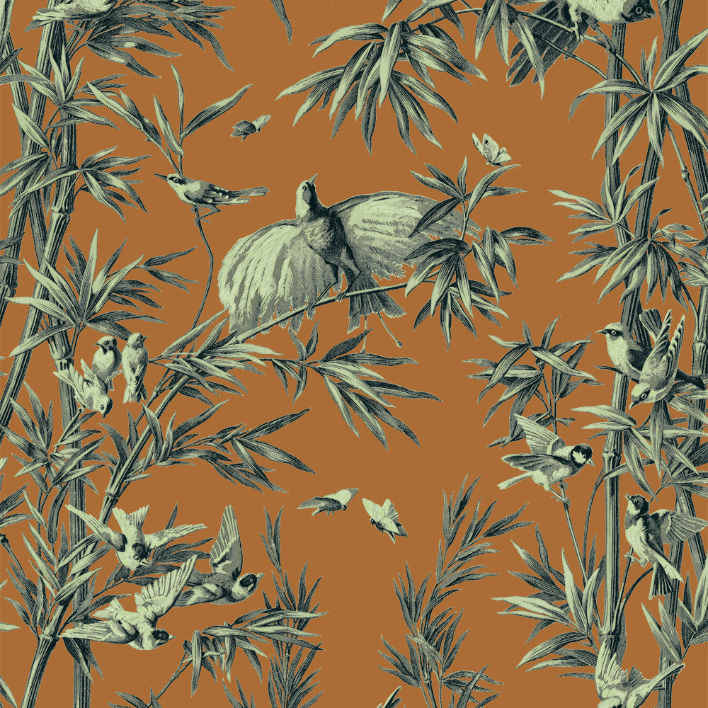 Ivy House behang Ludaix Toile Burnt Orange/Green IHW0059