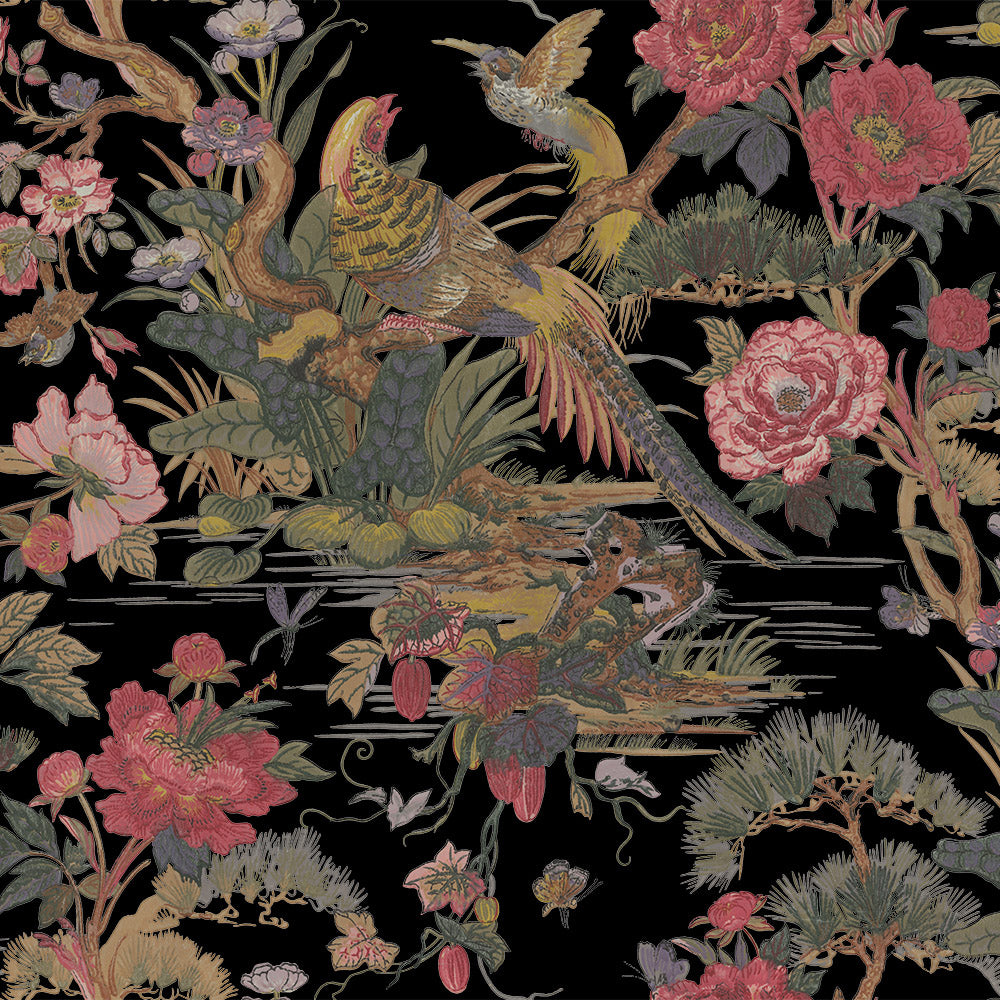 Ivy House behang Tropical Pheasant Black IHW0072