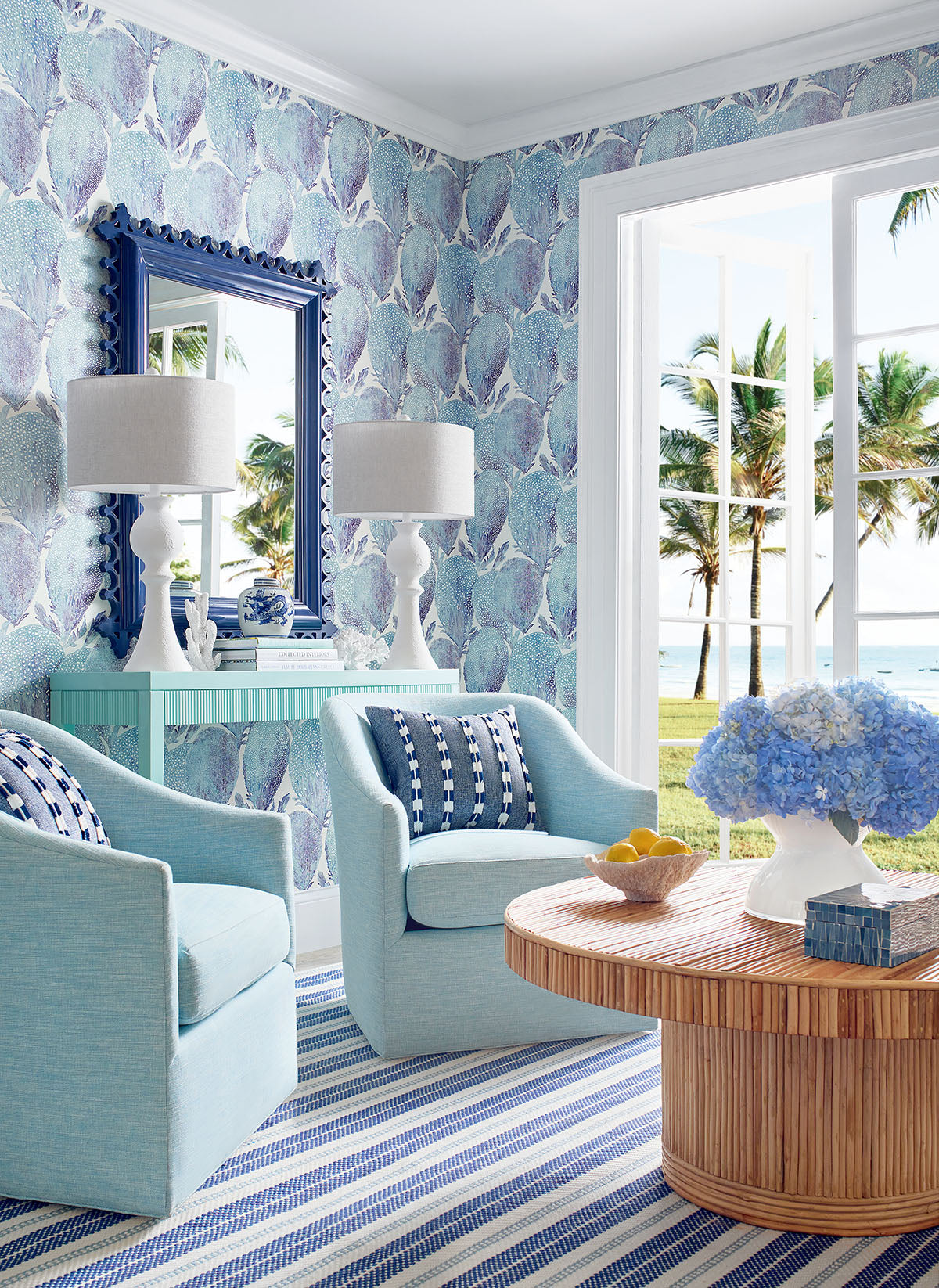 hibaut behang Under The Sea Turquoise and Plum T15823