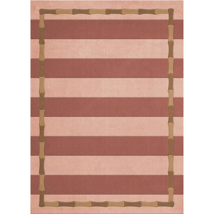 Layered Bamboo stripe Terracotta wool vloerkleed