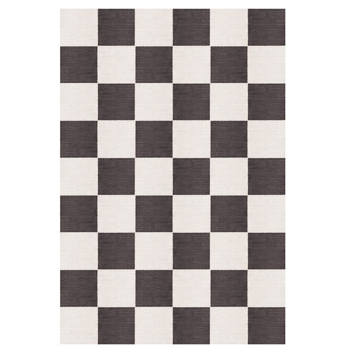 Layered Chess Black and White wool vloerkleed