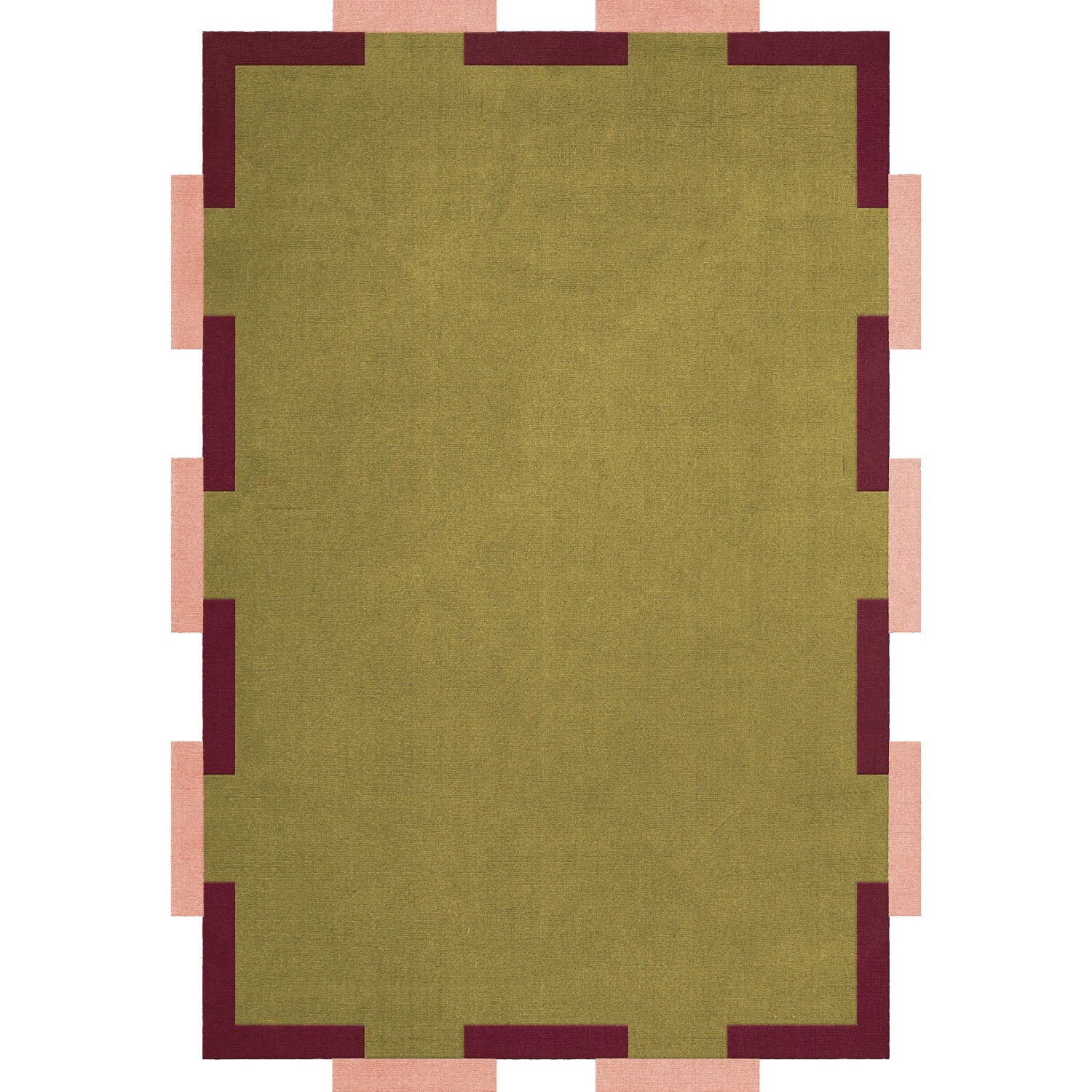 Layered Teklan Fregio Olive Blush wool vloerkleed