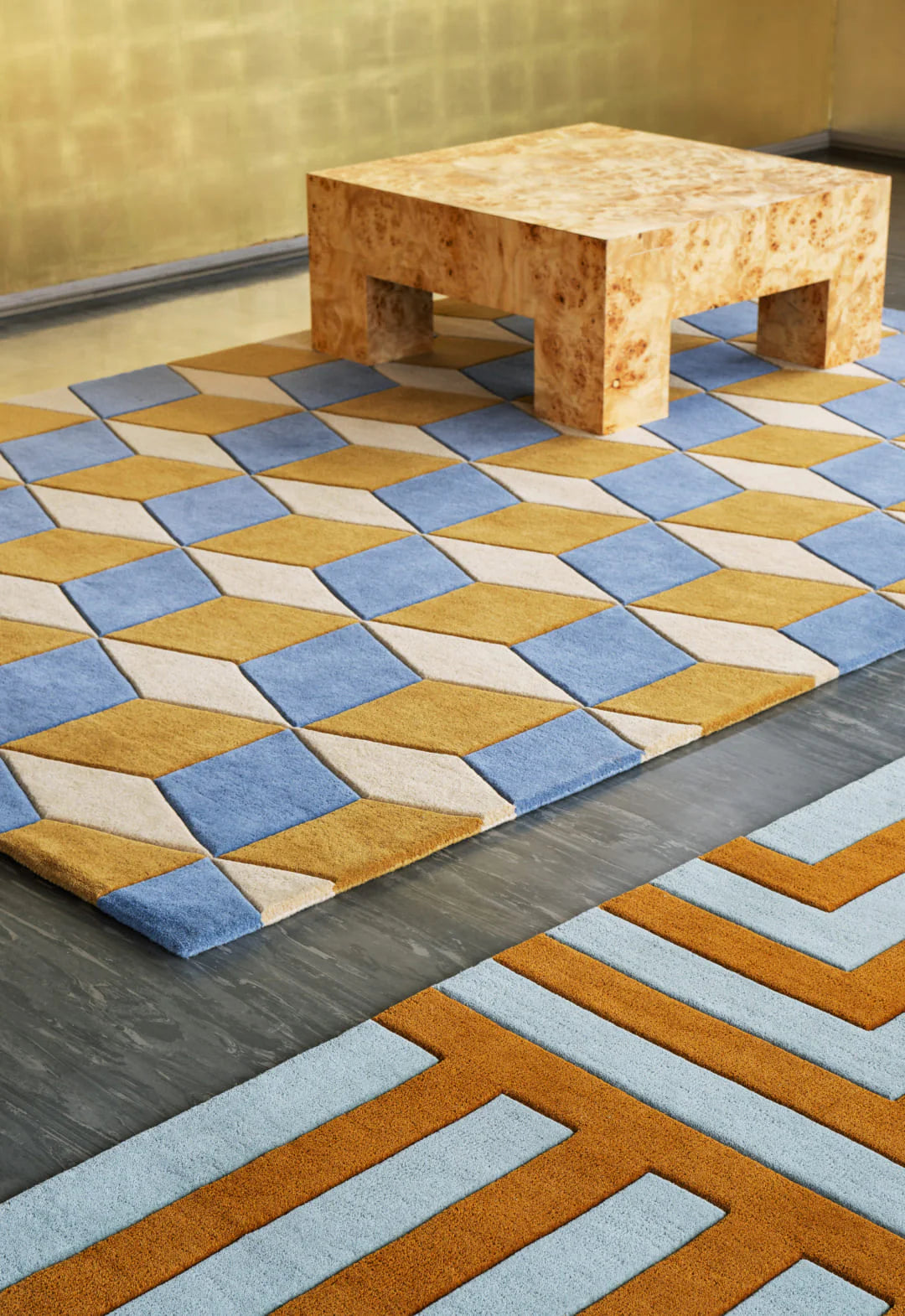 Layered Illusion Blue Sandstone vloerkleed