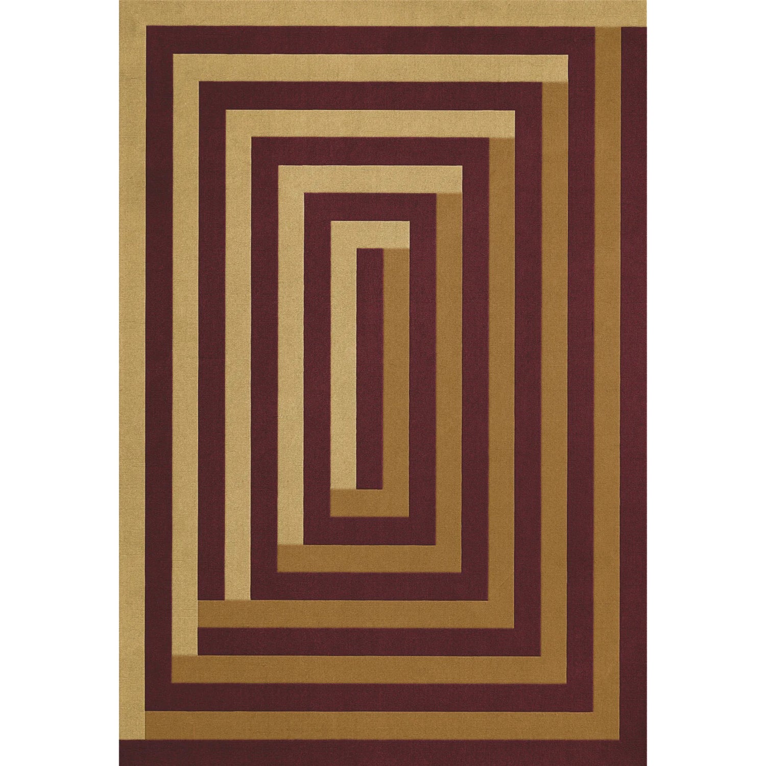 Layered Teklan Labyrinth Mulberry Sand wool vloerkleed