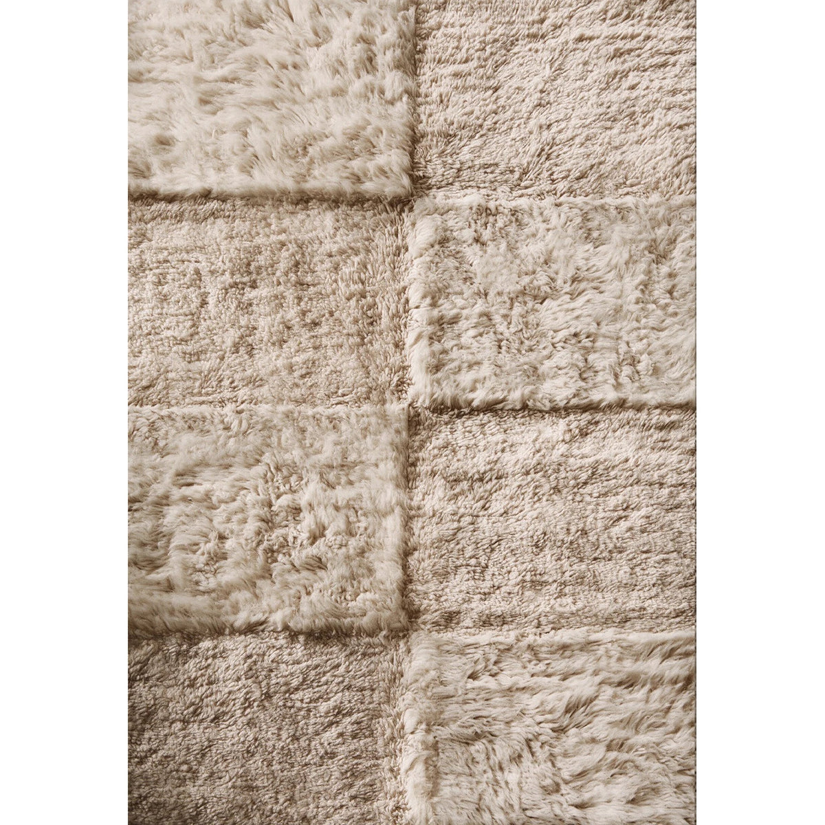 Layered Shaggy Check vloerkleed Oatmeal