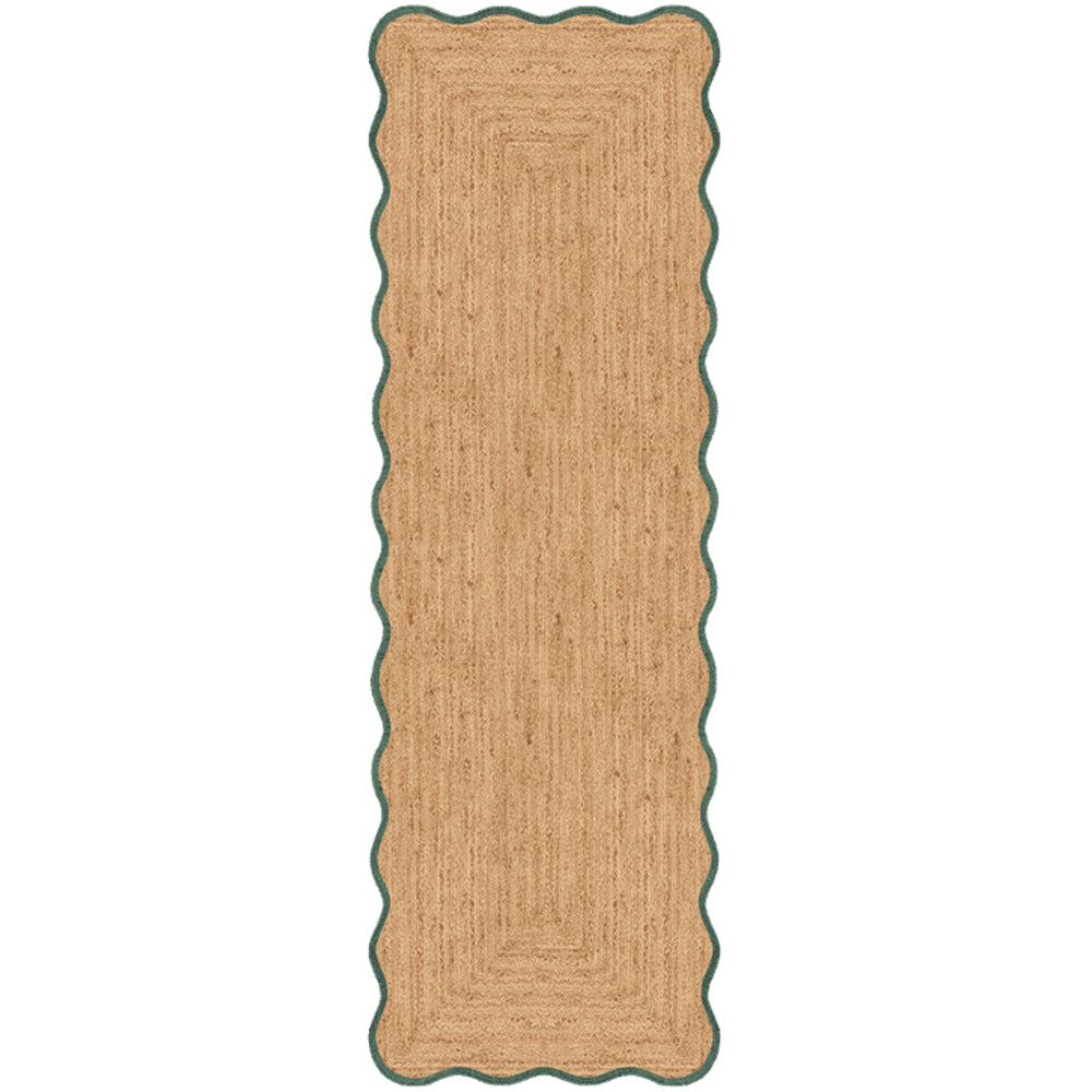 Layered Röllakan Scallop Dark Green Jute runner