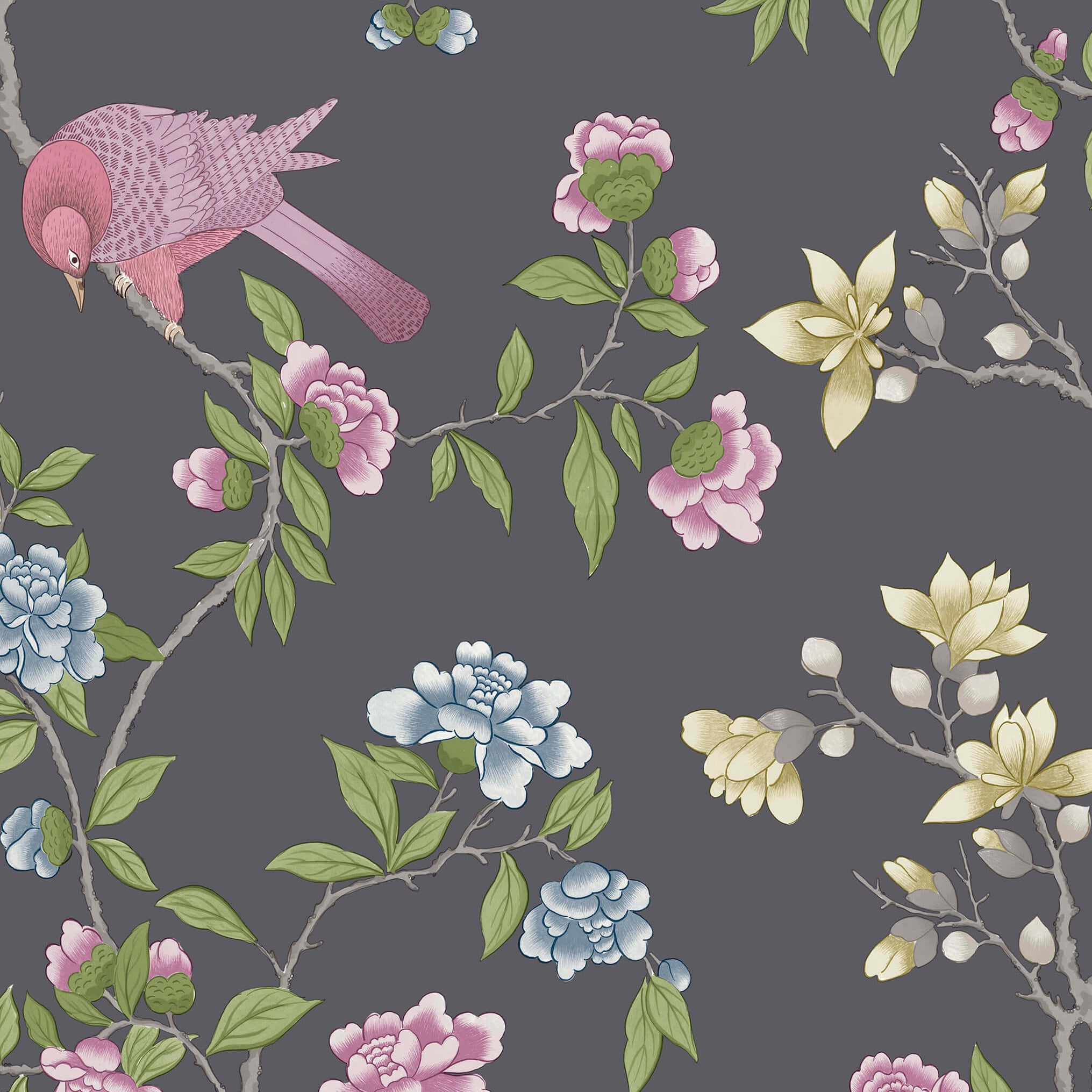 Little Greene Behang Aderyn - Arquerite Dark