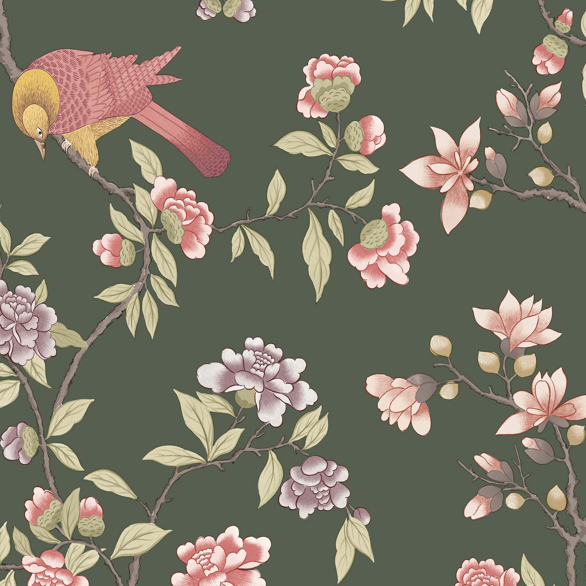 Little Greene Behang Aderyn - Olive Colour