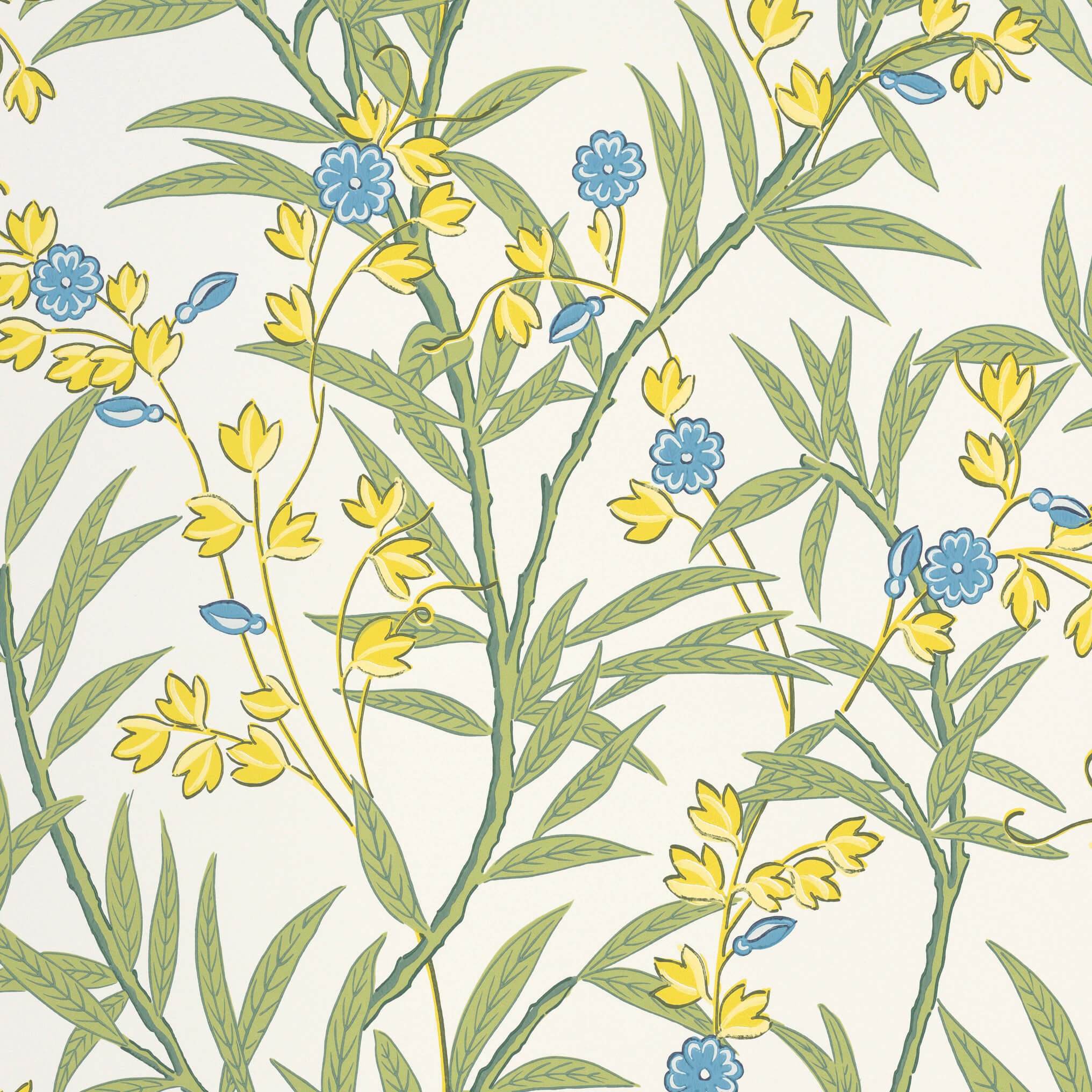 Little Greene Behang Bamboo Floral - Blue Verditer