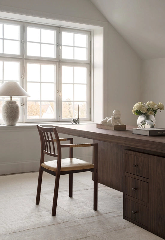 Layered Swedish grace bone white wool vloerkleed
